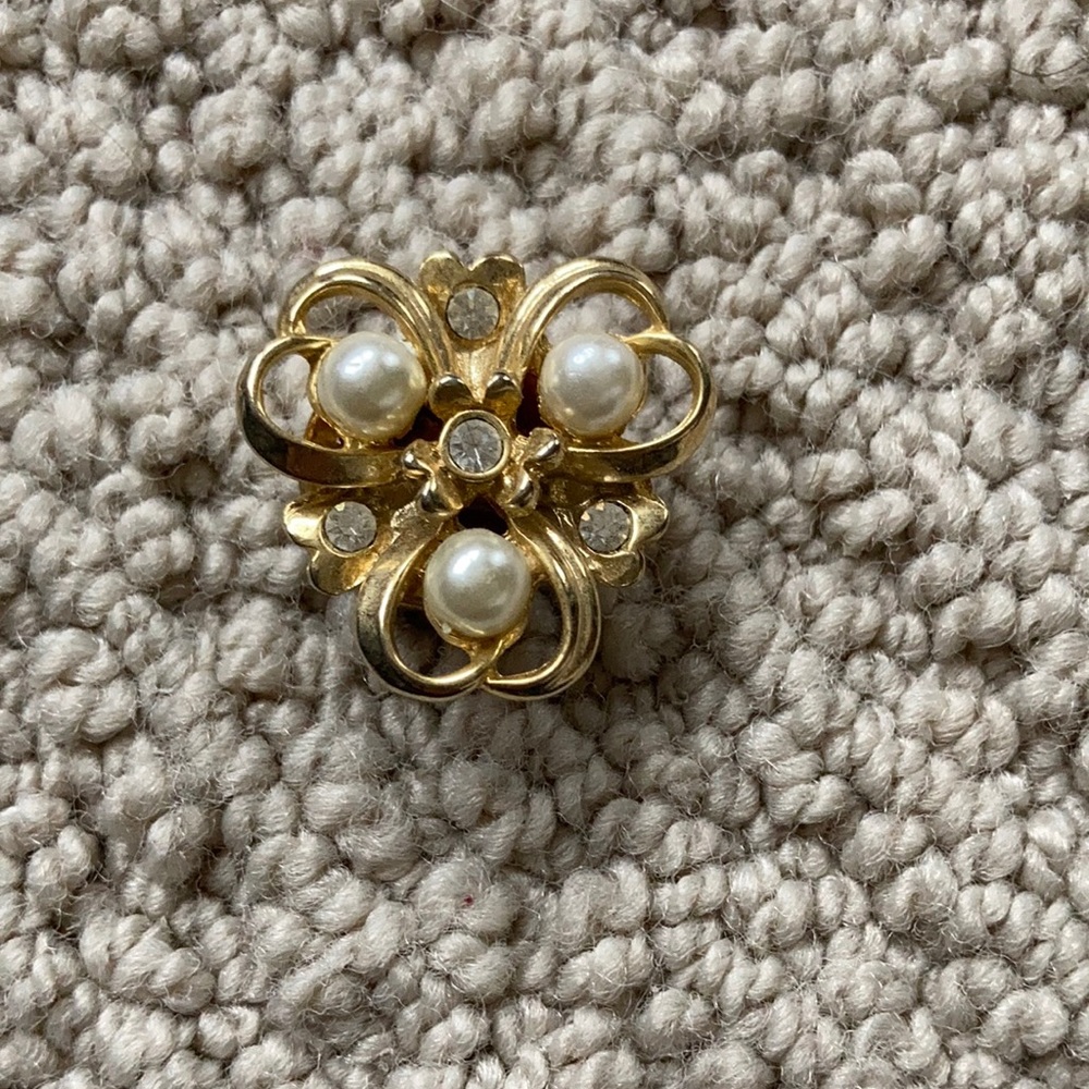 Vintage Faux Pearl and Crystal Button Cover